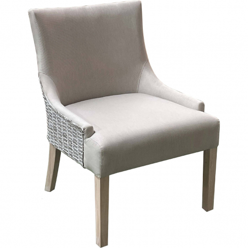 Alfresco Accent Lounge Chair in Washed Wood, Kubu Rattan & Sand Fabric
