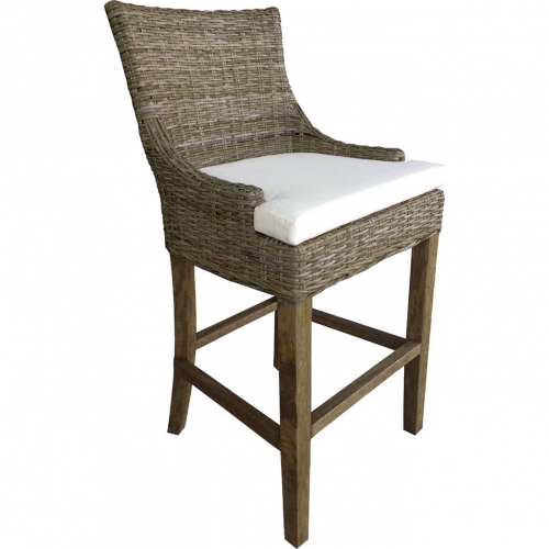 Alfresco Barstool in Kubu Grey Rattan & Fabric Cushion (Set of 2)