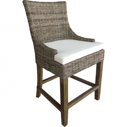 Alfresco Counter Stool in Kubu Grey Rattan & Fabric Cushion (Set of 2)