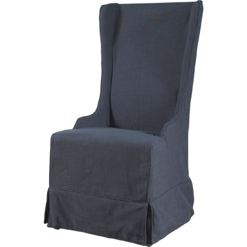 Atlantic Beach Wing Dining Chair in Charcoal Linen (Set of 2)