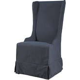 Atlantic Beach Wing Dining Chair in Charcoal Linen