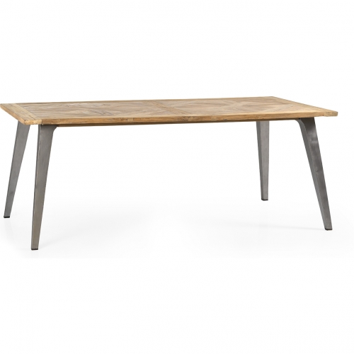 California 78" Dining Table in Salvaged, Recycled & Reclaimed Mosaic Teak & Iron