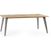 California 78" Dining Table in Salvaged, Recycled & Reclaimed Mosaic Teak & Iron