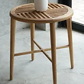 Coastal Round End Table in Natural Teak Wood