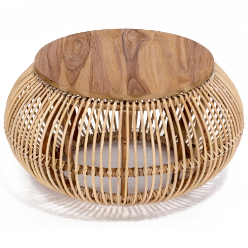 Edgewater Coffee Table in Rattan & Teak