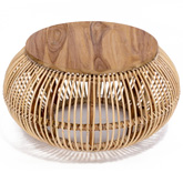 Edgewater Coffee Table in Rattan & Teak