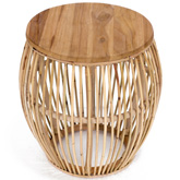 Edgewater Side Table in Rattan & Teak