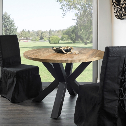 Giulia 48" Dining Table in Salvaged, Recycled & Reclaimed Teak & Iron