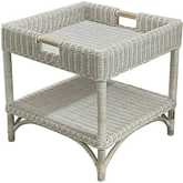 Malio End Table in White Washed Rattan