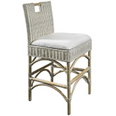 Malio Counter Stool in White Wash Rattan & Off White Fabric (Set of 2)