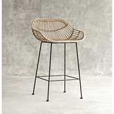 Mia Counter Stool in Rattan & Black Iron