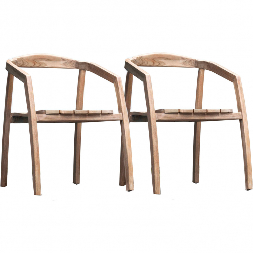 Toulouse Outdoor Dining Chair in White Washed Teak Wood (Set of 2)