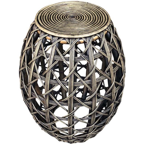 Open Weave Ottoman in Natural Rattan