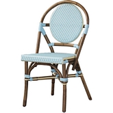 Paris Bistro Chair in Rattan & Blue