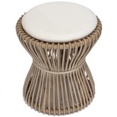 Ranch Stool in Rattan & Twill Fabric