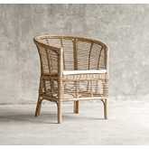 Seaside Dining Chair in Rattan & White Performance Fabric (Set of 2)