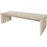 Sleek Coffee Table in White Washed Recycled Teak