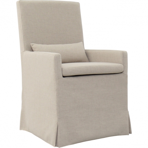 Sandspur Beach Arm Dining Chair in Brushed Linen Slipcover (Set of 2)