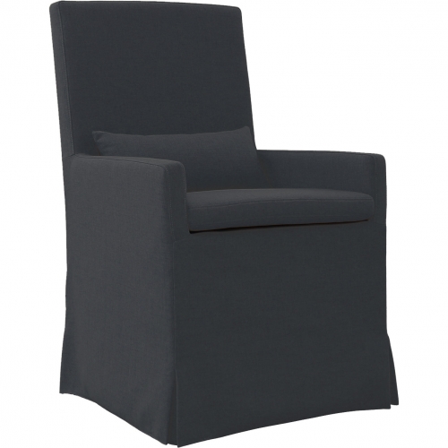 Sandspur Beach Arm Dining Chair with Casters in Charcoal Grey Fabric (Set of 2)