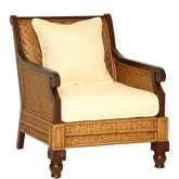 Trinidad Arm Chair in Mahogany w/ White Cushion