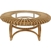 Venice Round Coffee Table in Rattan & Glass