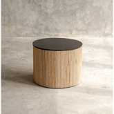 Willow Nesting Coffee Table Set in Natural Rattan & Black