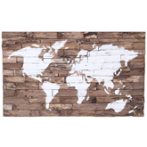 Wood World Map Wall Decor in Salvaged & Recycled Wood