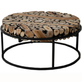 Safari Round Coffee Table in Teak Branches & Black Iron