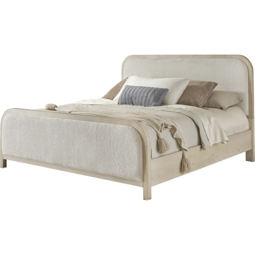 Melia King Bed in Wired Brushed Sand Wood & Neutral Fabric