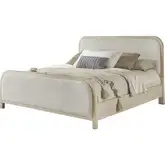 Melia King Bed in Wired Brushed Sand Wood & Neutral Fabric