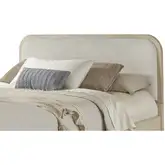Melia King Headboard in Wired Brushed Sand Wood & Neutral Fabric