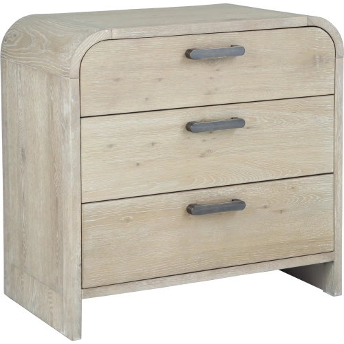 Melia 3 Drawer Nightstand in Wire Brushed Light Sand Wood