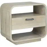 Melia 1 Drawer Nightstand in Wire Brushed Light Sand Wood