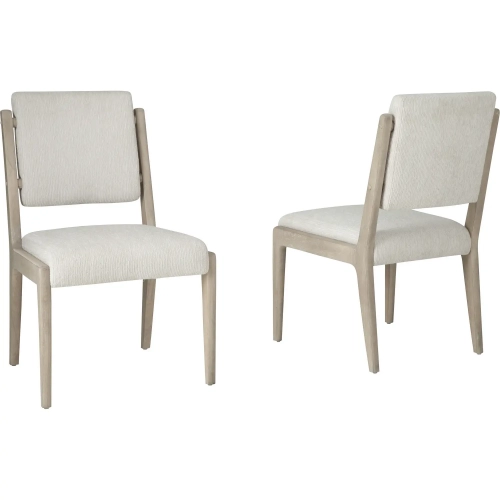Melia Dining Chair in Wired Brushed Sand Wood & Neutral Fabric (Set of 2)