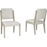Melia Dining Chair in Wired Brushed Sand Wood & Neutral Fabric (Set of 2)