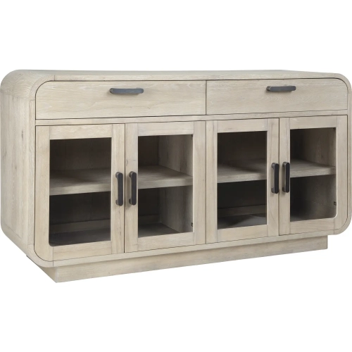 Melia Sideboard in Wired Brushed Sand Wood & Glass