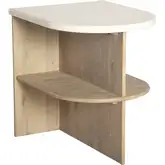 Melia End Table in Brushed Sand Wood & White Quartz