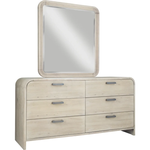 Melia 6 Drawer Dresser & Mirror in Wire Brushed Light Sand Wood