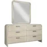 Melia 6 Drawer Dresser & Mirror in Wire Brushed Light Sand Wood