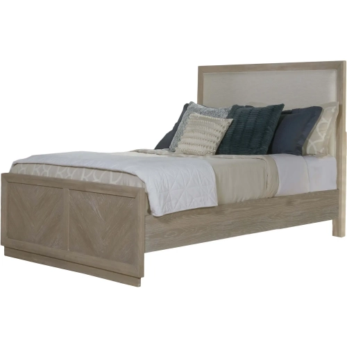 Boca Grande Queen Panel Bed in Brushed Glazed Sand Oak & Neutral Fabric