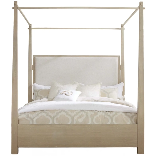 Boca Grande King Canopy Bed in Brushed Glazed Oak & Neutral Fabric