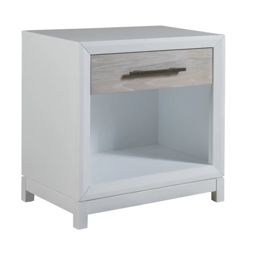 Boca Grande 1 Drawer Nightstand in Gloss White & Brushed Glazed Oak