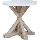 Boca Grande Round Side Table Nightstand in Gloss White & Brushed Glazed Oak