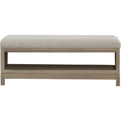Boca Grande Storage Bench in Brushed Glazed Sand Oak & Neutral Fabric