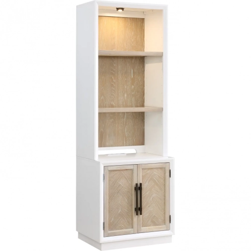 Boca Grande Door Cabinet & Hutch in Gloss White & Brushed Sand Oak