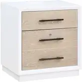 Boca Grande 3 Drawer File Cabinet with USB in Gloss White & Brushed Sand Oak