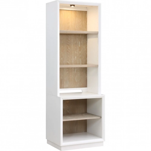 Boca Grande Low Bookcase & Hutch in Gloss White & Brushed Sand Oak