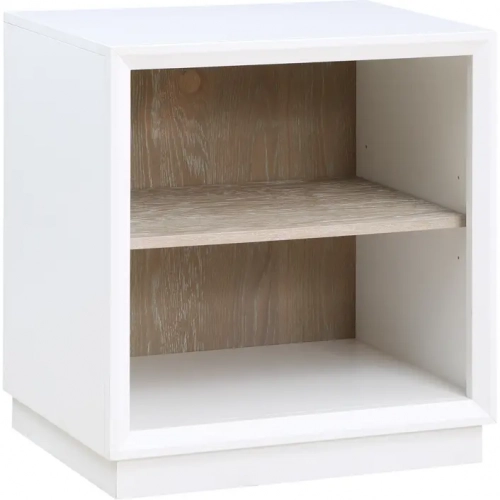 Boca Grande Low Bookcase with Dual AC & USB in Gloss White & Brushed Sand Oak
