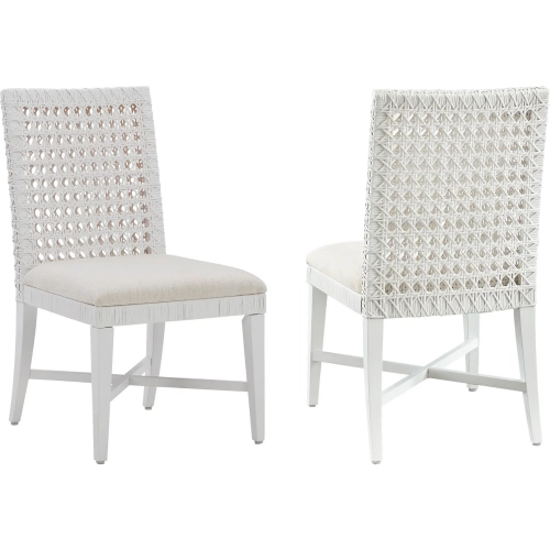 Boca Dining Chair in White Woven Abaca & Fabric (Set of 2)