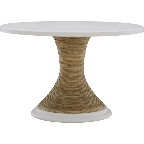 Boca Grande 48" Round Dining Table in High Gloss White & Abaca